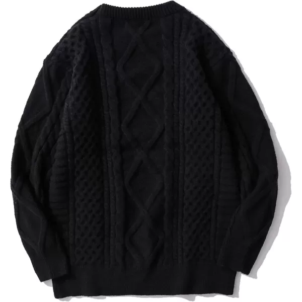 Aelfric Eden Vintage Soft Knit Sweater Autumn Mens Oversized Casual Pullover JumperG01solid amp Black