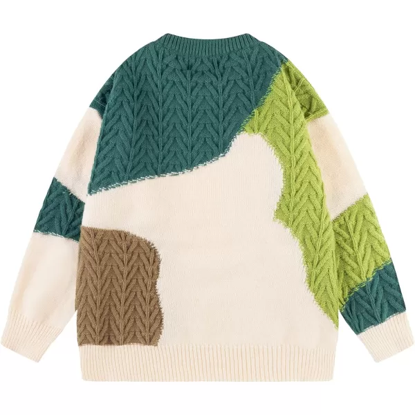 Aelfric Eden Womens Sweater Crewneck Sweater Vintage Oversized Sweater Fall Winter Fashion Casual Couple TopsH16green