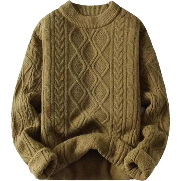 Aelfric Eden Cable Knit Sweater Women Vintage Chunky Cream Sweater Men Woven Crewneck Knitted Pullover White010yellow