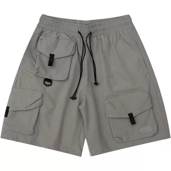 Aelfric Eden Mens 90s Patchwork Sweat Shorts MultiPockets Elastic Waist Cargo Short Streetwear Casual Shorts02grey