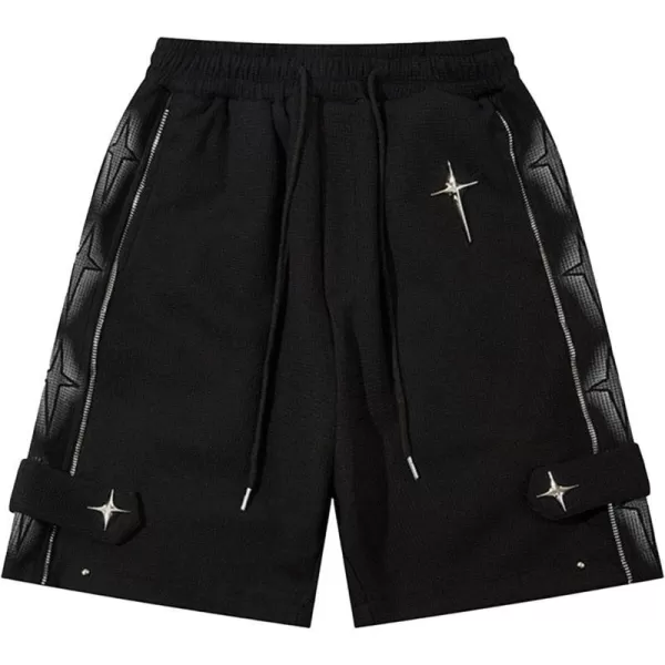 Aelfric Eden Mens 90s Patchwork Sweat Shorts MultiPockets Elastic Waist Cargo Short Streetwear Casual ShortsW31black