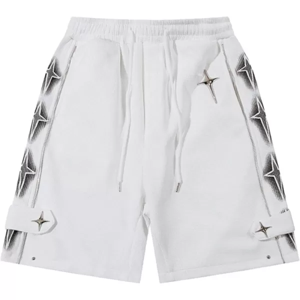 Aelfric Eden Mens 90s Patchwork Sweat Shorts MultiPockets Elastic Waist Cargo Short Streetwear Casual ShortsW31white