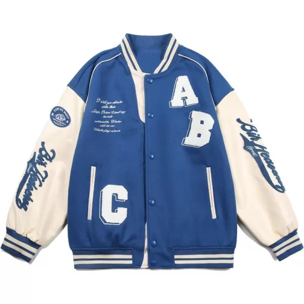 Aelfric Eden Mens Letter Foaming Love Print Varsity Jacket Vintage Graphic Baseball Jacket Unisex Coats Streetwear423blue