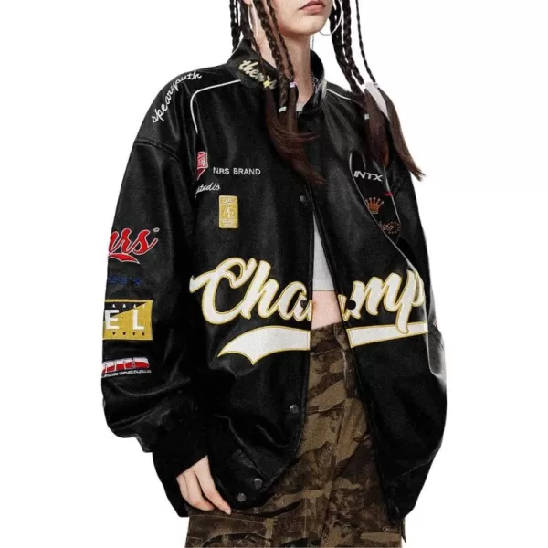 Aelfric Eden Mens Letter Foaming Love Print Varsity Jacket Vintage Graphic Baseball Jacket Unisex Coats StreetwearA10black