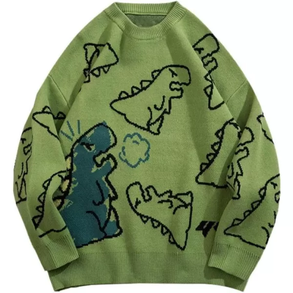 Aelfric Eden Mens Long Sleeve Van Gogh Printed Cable Knit Sweaters Casual Oversized Sweater Pullover05green