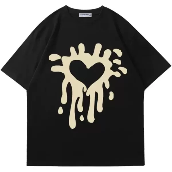 Aelfric Eden Mens Love Balloon Graphic Tees Summer Short Sleeve Printed Cotton T Shirts Casual Harajuku TopsV02black