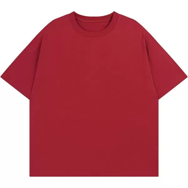 Aelfric Eden Mens Solid Tee 90s Vintage Oversized Shirts Streetwear Short Sleeve Casual TopsA2winered