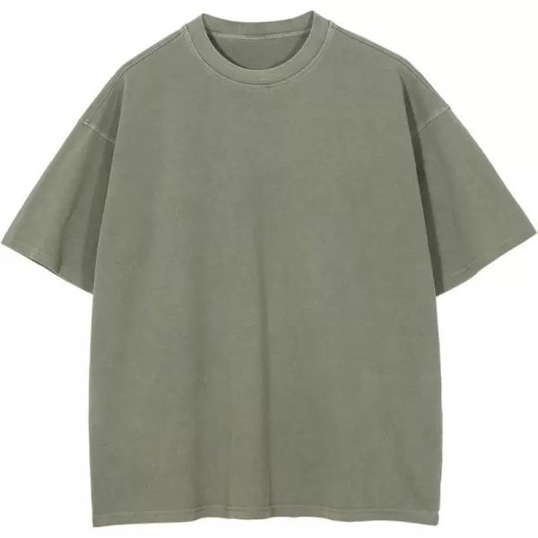 Aelfric Eden Mens Solid Tee 90s Vintage Oversized Shirts Streetwear Short Sleeve Casual TopsB6greygreen