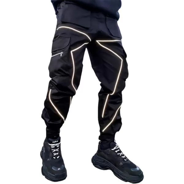 Aelfric Eden Mens Techwear Pants Streetwear Joggers Pants Multi Pocket Cargo Pants HipHop Hiking Pants with DrawstringEblack