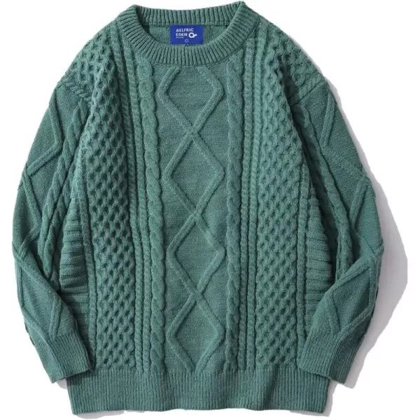 Aelfric Eden Oversized Cable Knit Sweater Women Chunky Rory Gilmore Crewneck Sweater Ladies Pullover Sweaters Tops06green