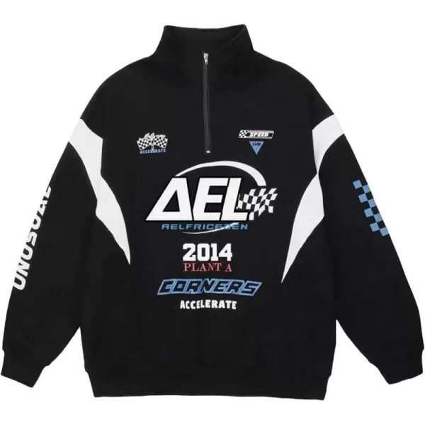 Aelfric Eden Oversized Crewneck Sweatshirts for Men Vintage Graphic Pullover Loose Fit Streetwear Long Sleeve TopC02black