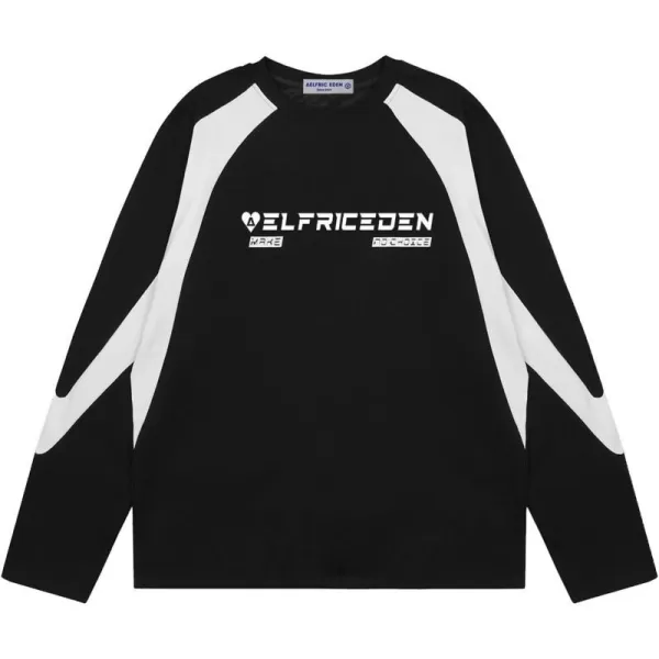Aelfric Eden Oversized Crewneck Sweatshirts for Men Vintage Graphic Pullover Loose Fit Streetwear Long Sleeve TopD04patchworkampblack