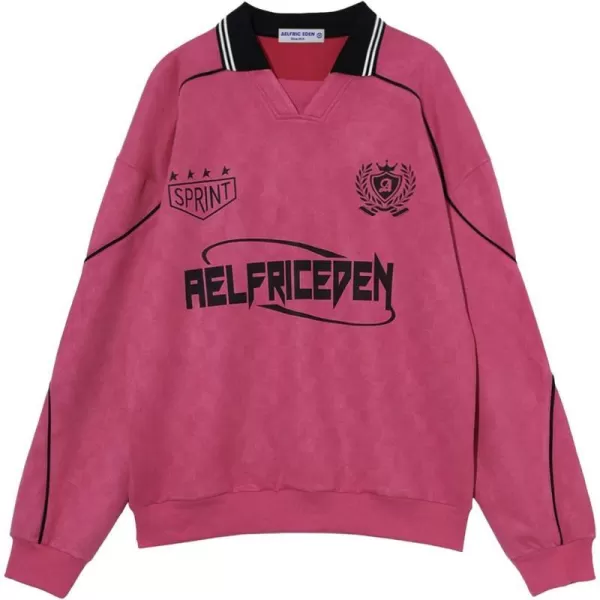 Aelfric Eden Oversized Crewneck Sweatshirts for Men Vintage Graphic Pullover Loose Fit Streetwear Long Sleeve TopE04letter Print amp Rose