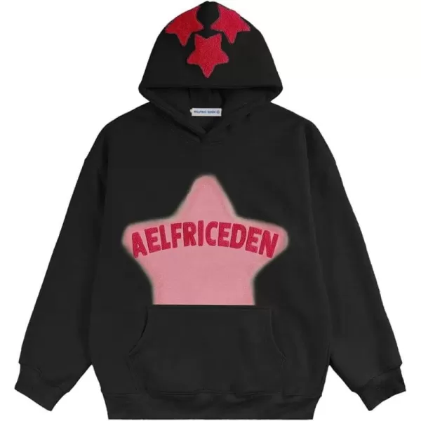 Aelfric Eden Star Hoodie Streetwear Trend Causal Loose Oversized Hooded Sweatshirts PulloverBb04black