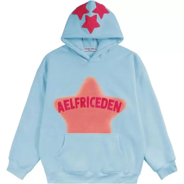 Aelfric Eden Star Hoodie Streetwear Trend Causal Loose Oversized Hooded Sweatshirts PulloverBb04blue