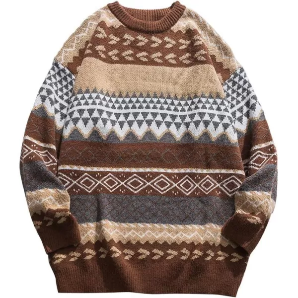 Aelfric Eden Vintage Soft Knit Sweater Autumn Mens Oversized Casual Pullover JumperA01brown