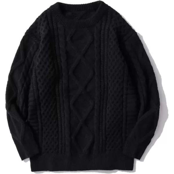 Aelfric Eden Vintage Soft Knit Sweater Autumn Mens Oversized Casual Pullover JumperG01solid amp Black