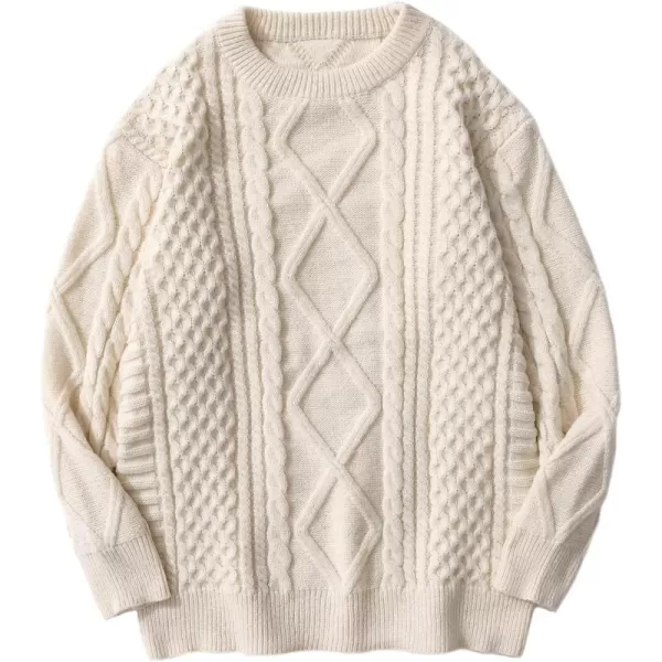 Aelfric Eden Vintage Soft Knit Sweater Autumn Mens Oversized Casual Pullover JumperG01solid amp White