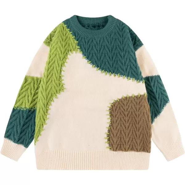 Aelfric Eden Womens Sweater Crewneck Sweater Vintage Oversized Sweater Fall Winter Fashion Casual Couple TopsH16green