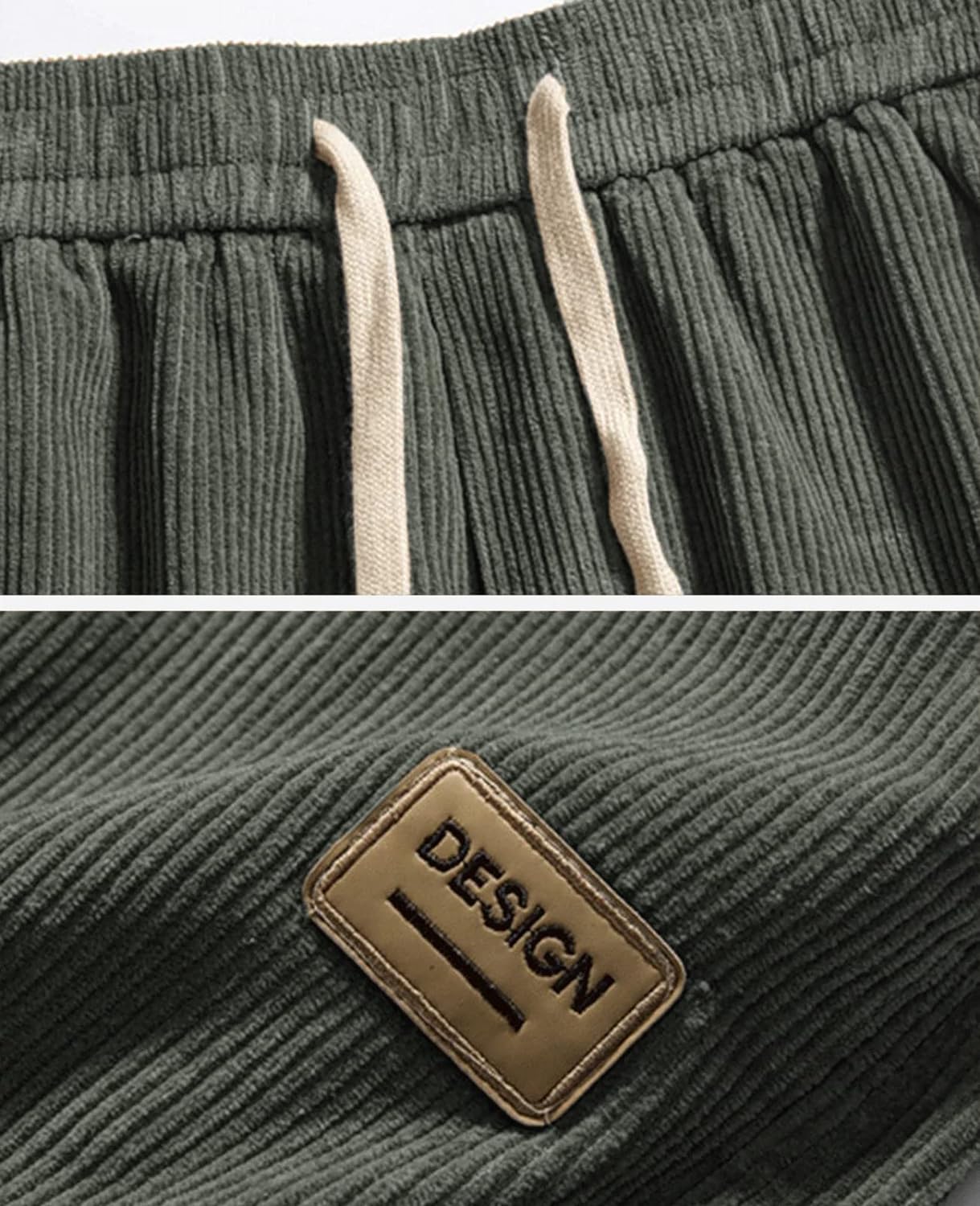 Aelfric Eden Mens Corduroy Vintage Cargo Sweatpants Long Solid Elastic Waist Casual Pants Hip hop Streetwear Pant03green