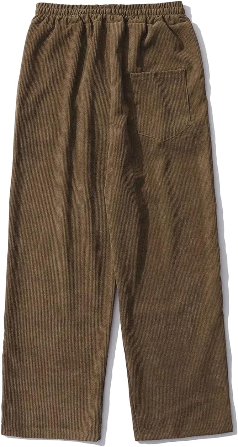 Aelfric Eden Mens Corduroy Vintage Cargo Sweatpants Long Solid Elastic Waist Casual Pants Hip hop Streetwear Pant09brown