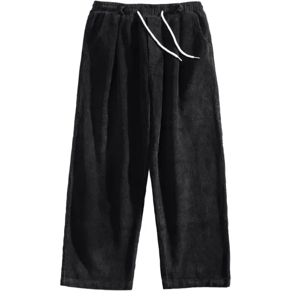 Aelfric Eden Mens Corduroy Vintage Cargo Sweatpants Long Solid Elastic Waist Casual Pants Hip hop Streetwear Pant01black