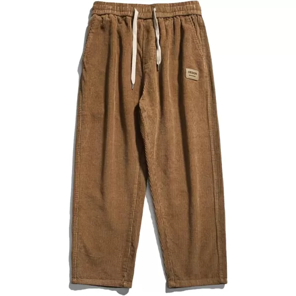 Aelfric Eden Mens Corduroy Vintage Cargo Sweatpants Long Solid Elastic Waist Casual Pants Hip hop Streetwear Pant04brown