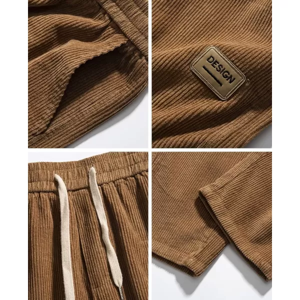 Aelfric Eden Mens Corduroy Vintage Cargo Sweatpants Long Solid Elastic Waist Casual Pants Hip hop Streetwear Pant04brown