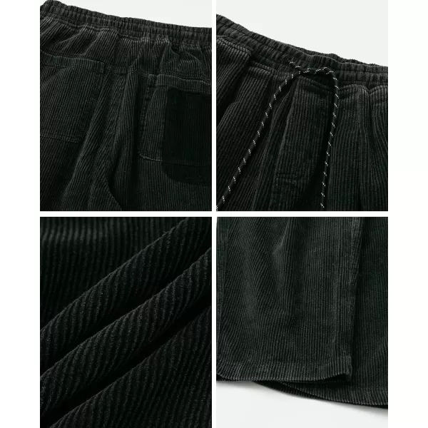 Aelfric Eden Mens Corduroy Vintage Cargo Sweatpants Long Solid Elastic Waist Casual Pants Hip hop Streetwear Pant07black