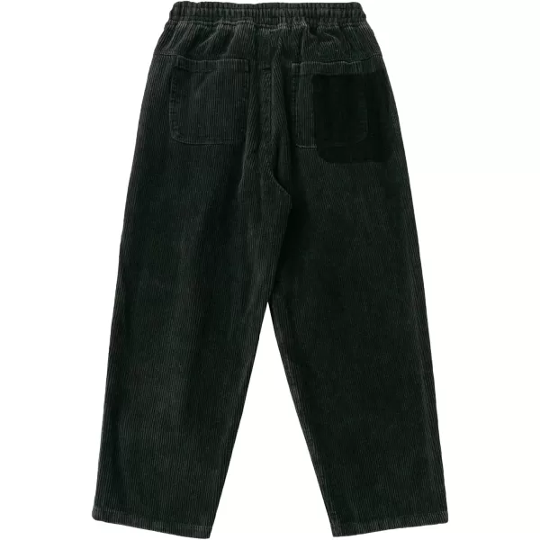 Aelfric Eden Mens Corduroy Vintage Cargo Sweatpants Long Solid Elastic Waist Casual Pants Hip hop Streetwear Pant07black