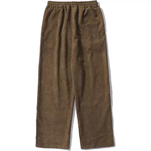 Aelfric Eden Mens Corduroy Vintage Cargo Sweatpants Long Solid Elastic Waist Casual Pants Hip hop Streetwear Pant09brown