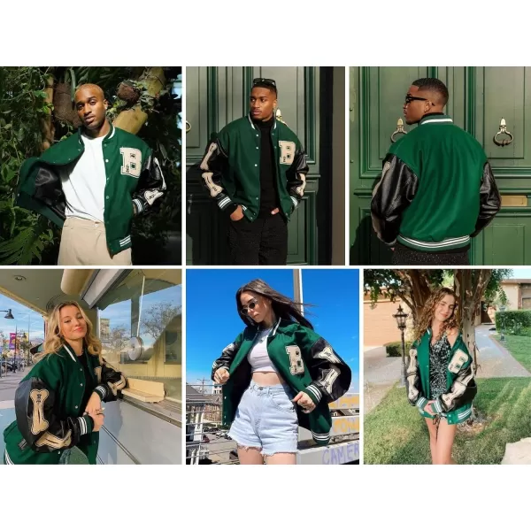 Aelfric Eden Mens Varsity Jacket Harajuku Vintage Graphic Baseball Jacket Unisex Coats StreetwearGreen