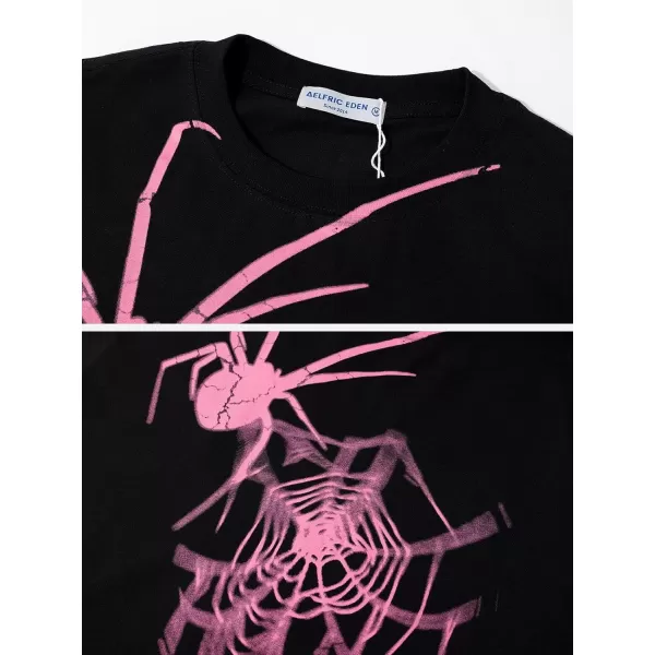 Aelfric Eden Oversized Graphic Tees Unisex Graffiti Print Shirts Inkjet Tee Top35spiderblack