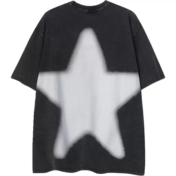 Aelfric Eden Oversized Graphic Tees Unisex Graffiti Print Shirts Inkjet Tee Top43blackampstar