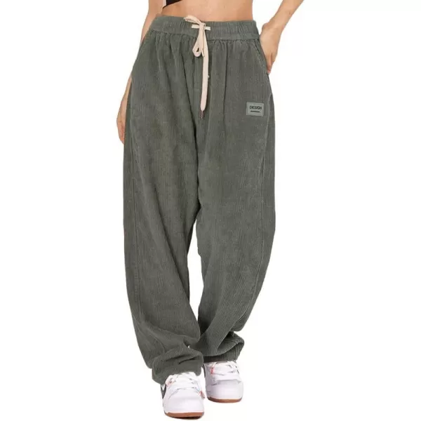 Aelfric Eden Mens Corduroy Vintage Cargo Sweatpants Long Solid Elastic Waist Casual Pants Hip hop Streetwear Pant03green