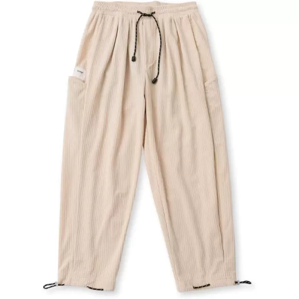 Aelfric Eden Mens Corduroy Vintage Cargo Sweatpants Long Solid Elastic Waist Casual Pants Hip hop Streetwear Pant05apricot