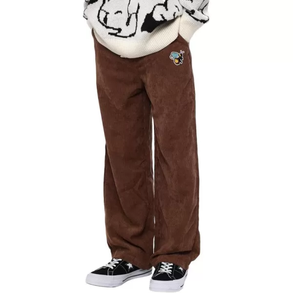 Aelfric Eden Mens Corduroy Vintage Cargo Sweatpants Long Solid Elastic Waist Casual Pants Hip hop Streetwear Pant09brown