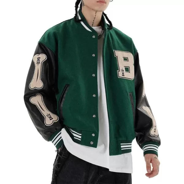 Aelfric Eden Mens Varsity Jacket Harajuku Vintage Graphic Baseball Jacket Unisex Coats StreetwearGreen