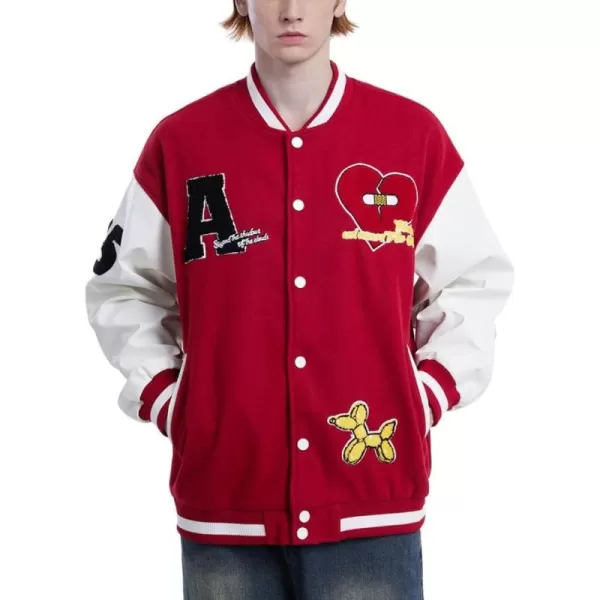 Aelfric Eden Mens Varsity Jacket Harajuku Vintage Graphic Baseball Jacket Unisex Coats StreetwearReded