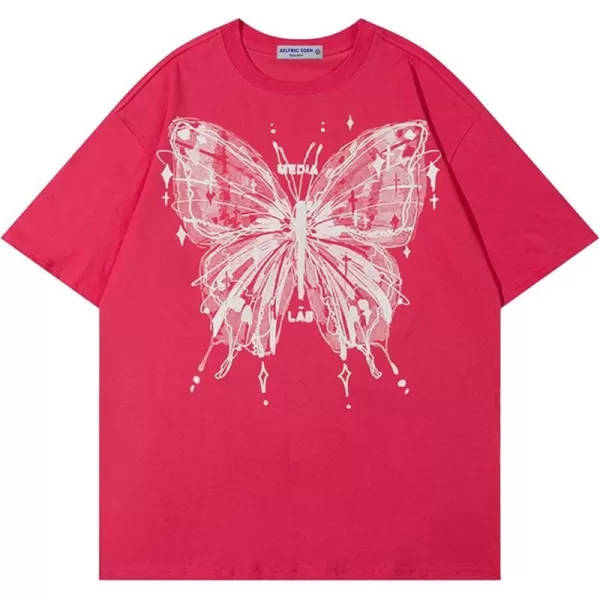 Aelfric Eden Oversized Graphic Tees Unisex Graffiti Print Shirts Inkjet Tee Top19a01butterfly Print amp Rose