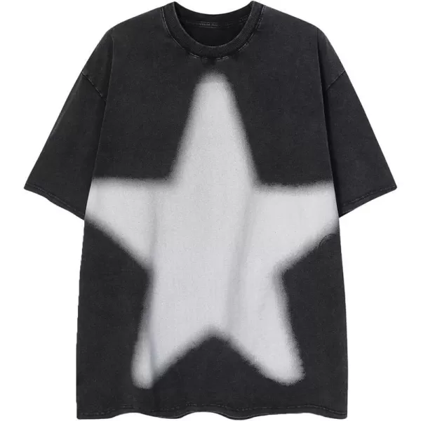 Aelfric Eden Oversized Graphic Tees Unisex Graffiti Print Shirts Inkjet Tee Top43blackampstar