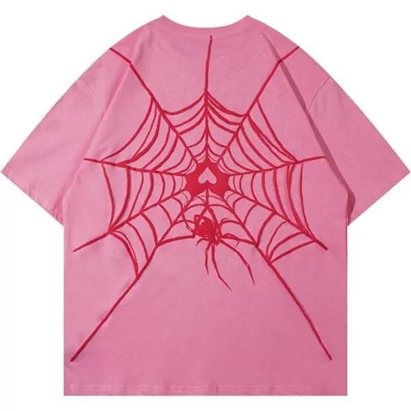 Aelfric Eden Oversized Graphic Tees Unisex Graffiti Print Shirts Inkjet Tee Top45spider Love Webpink