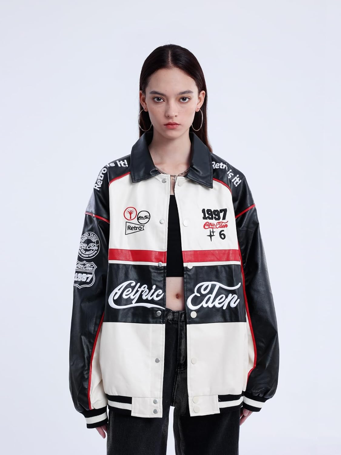 Aelfric Eden Mens Faux Leather Varsity Jacket Vintage Racing Motorcycle Graphic Bomber Jackets Oversized Streetwear Jacket01apricot