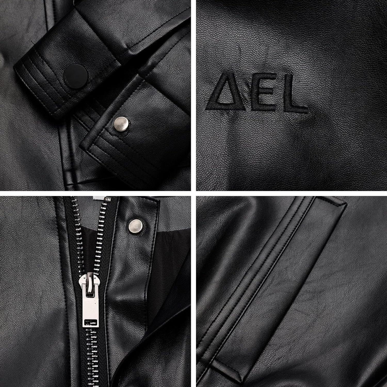 Aelfric Eden Mens Faux Leather Varsity Jacket Vintage Racing Motorcycle Graphic Bomber Jackets Oversized Streetwear Jacket03black