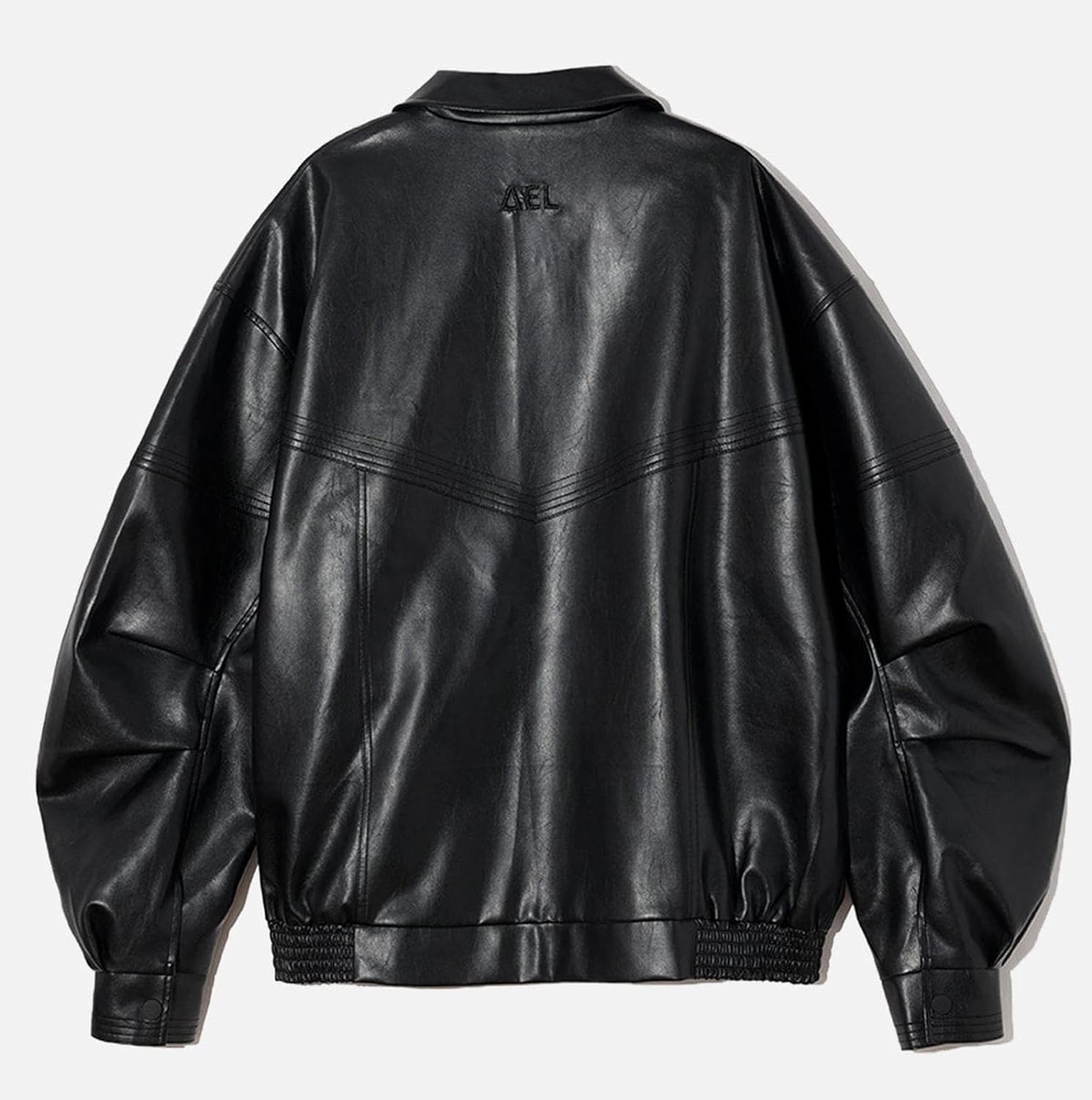 Aelfric Eden Mens Faux Leather Varsity Jacket Vintage Racing Motorcycle Graphic Bomber Jackets Oversized Streetwear Jacket03black