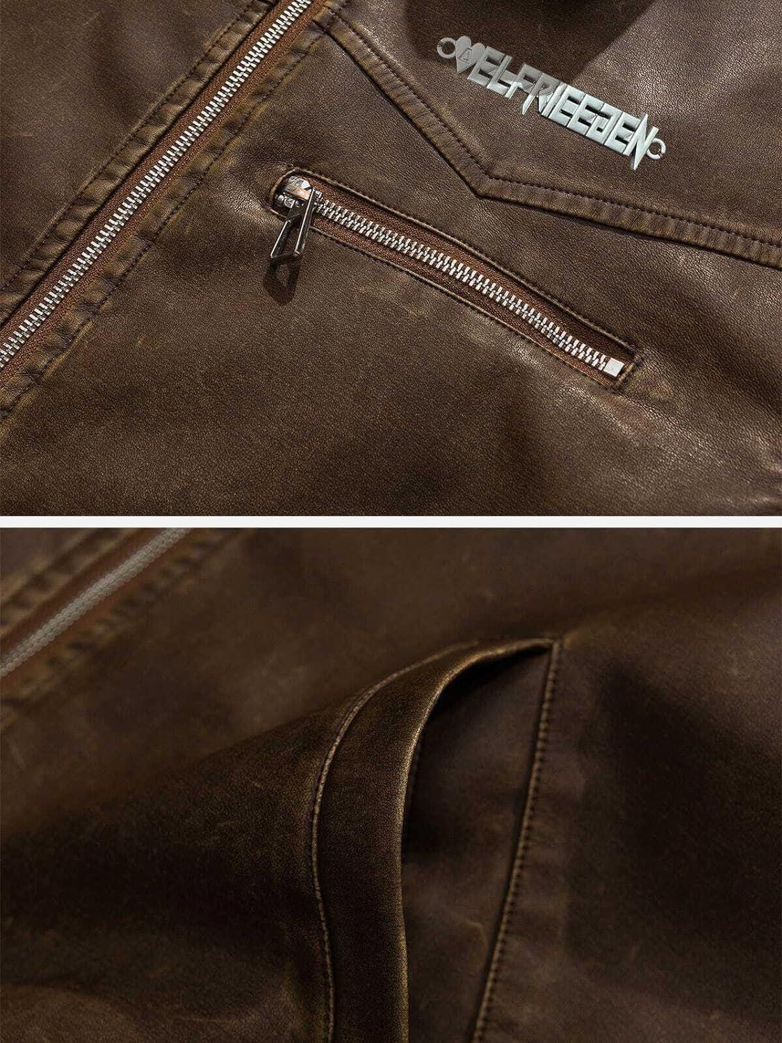 Aelfric Eden Mens Faux Leather Varsity Jacket Vintage Racing Motorcycle Graphic Bomber Jackets Oversized Streetwear Jacket04coffee