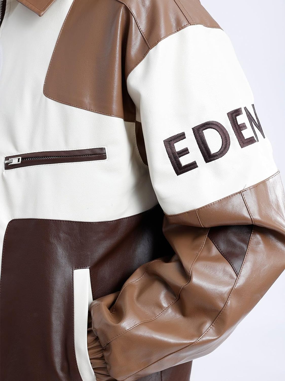 Aelfric Eden Mens Faux Leather Varsity Jacket Vintage Racing Motorcycle Graphic Bomber Jackets Oversized Streetwear Jacket06coffee