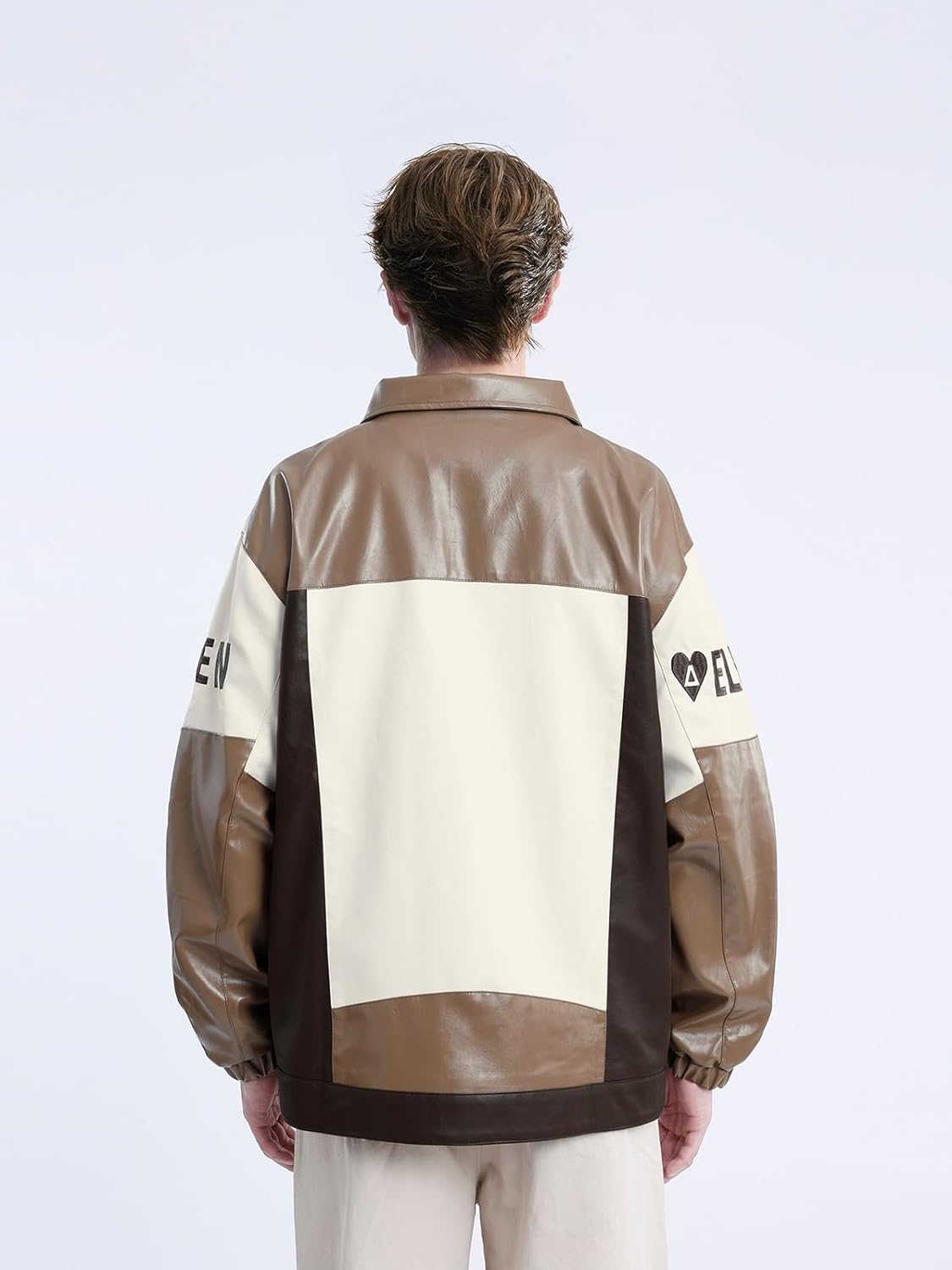 Aelfric Eden Mens Faux Leather Varsity Jacket Vintage Racing Motorcycle Graphic Bomber Jackets Oversized Streetwear Jacket06coffee