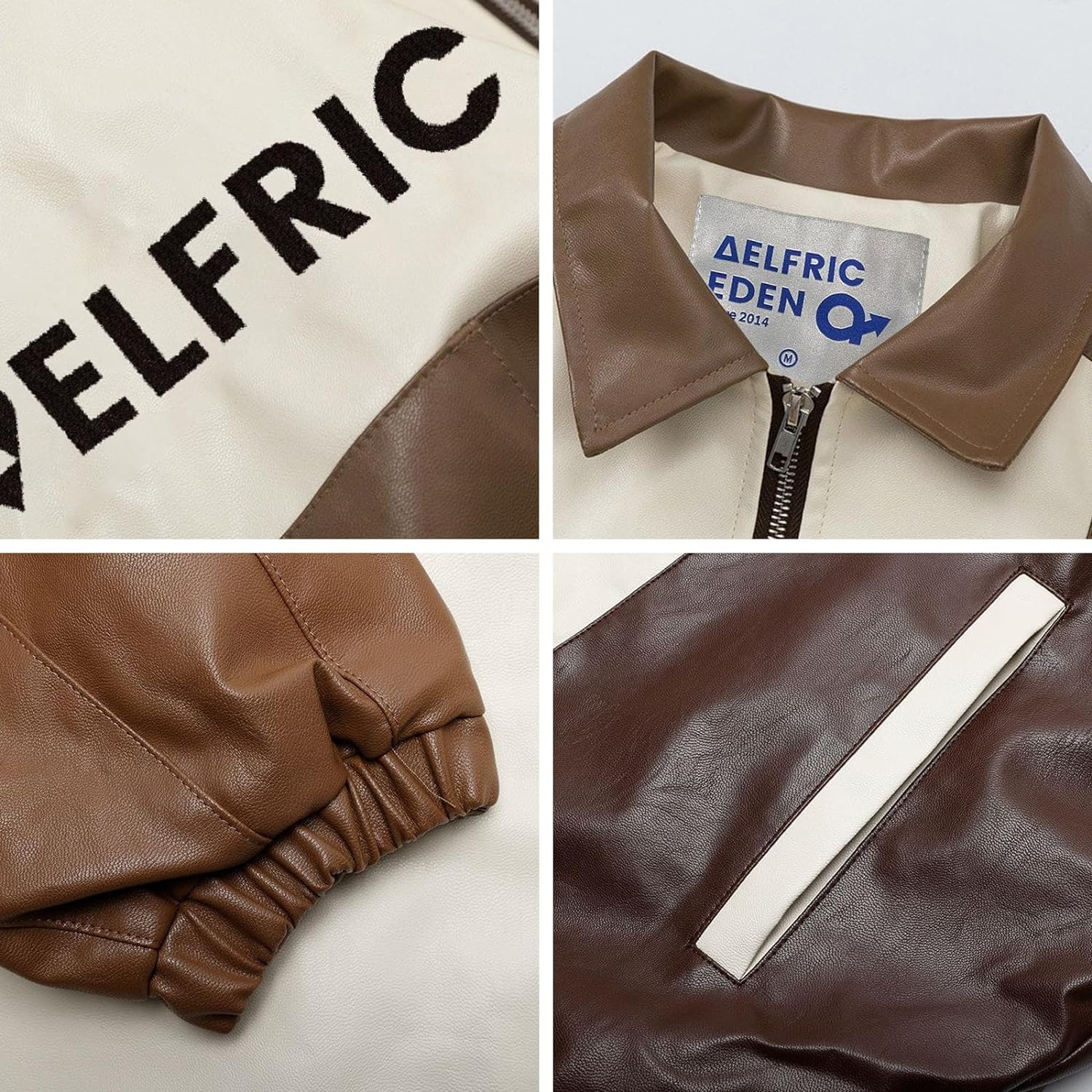 Aelfric Eden Mens Faux Leather Varsity Jacket Vintage Racing Motorcycle Graphic Bomber Jackets Oversized Streetwear Jacket06coffee