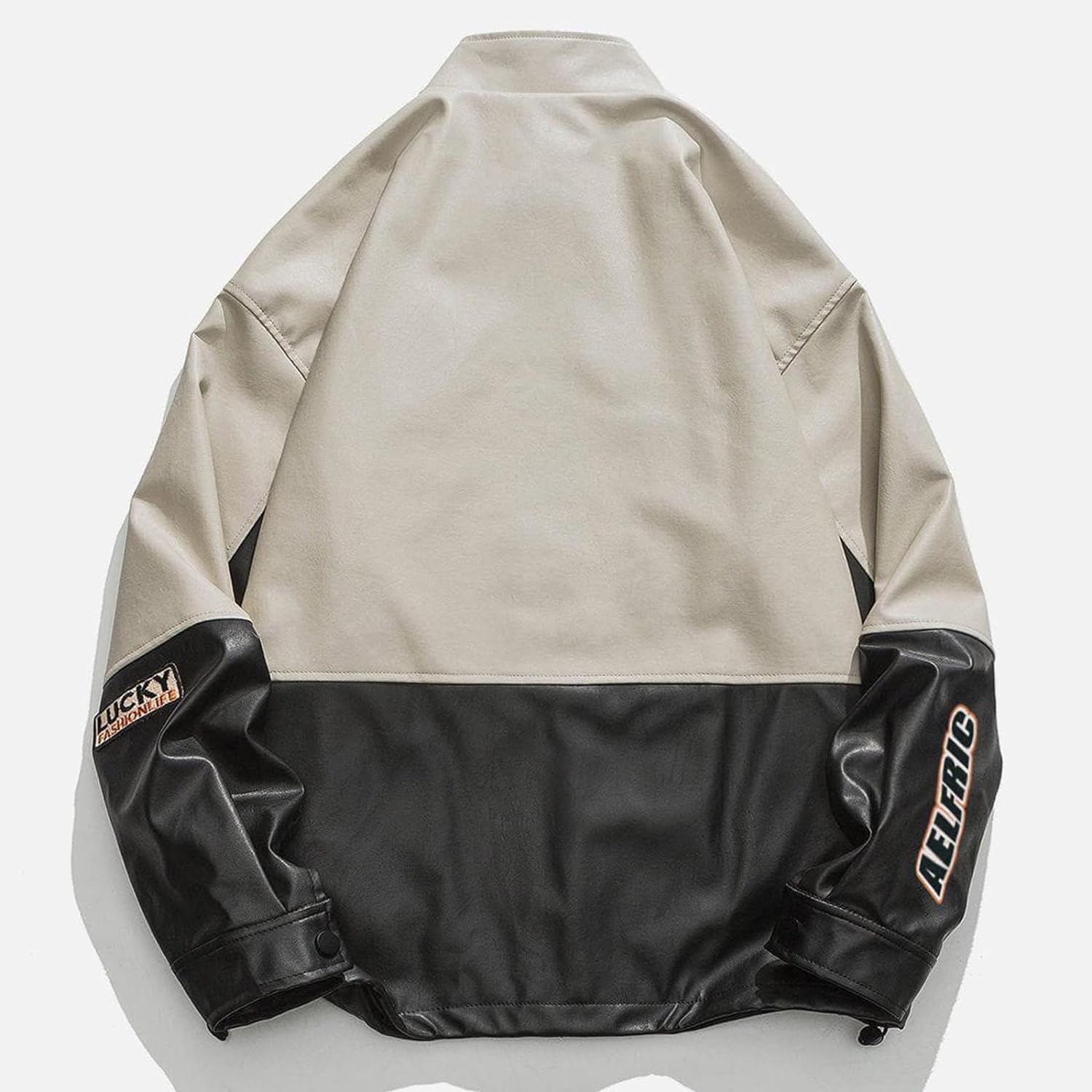 Aelfric Eden Mens Faux Leather Varsity Jacket Vintage Racing Motorcycle Graphic Bomber Jackets Oversized Streetwear Jacket07black